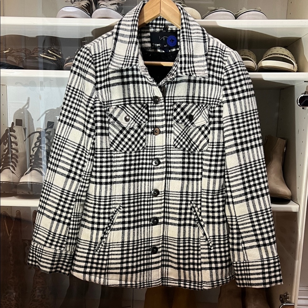 Source Unknown Black and White Plaid Utility Jacket
